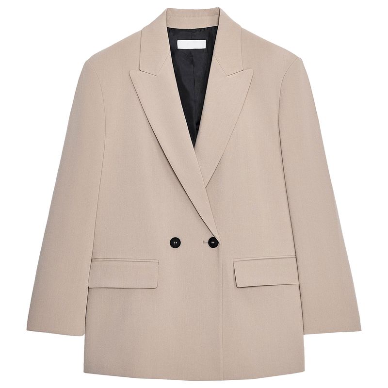 Zaprha 2025 Осень Новые Элегантные Лацканы Длинный рукав с Подплечниками Профильный Двубортный Блейзер 2753122