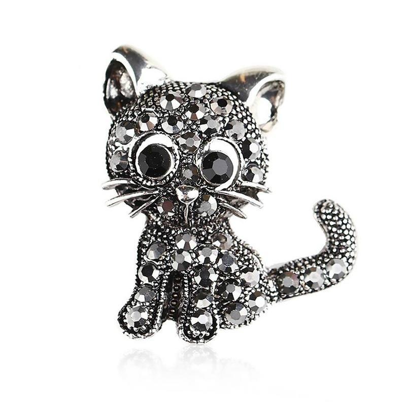Blucome Cute Little Cat Brooches Pin Up Jewelry For Women Suit Hats Clips Corsages Brand Brooch AVE