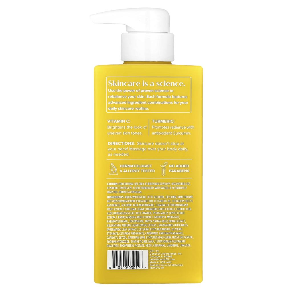 Medix 5.5 Body Cream, Vitamin C + Turmeric, 444Ml(15Fl Oz)