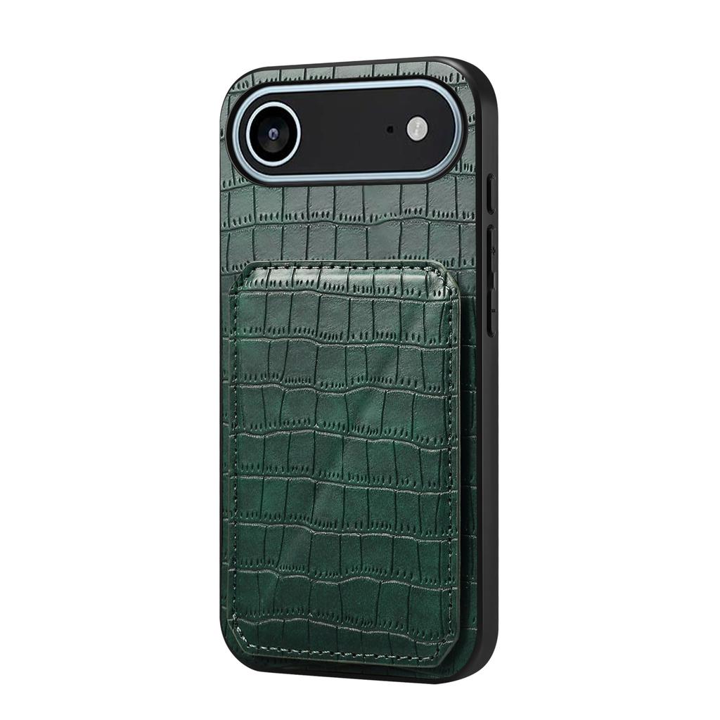 Для iPhone 17 Air Чехол с держателем для карт Кожа+ПК+ТПУ Текстурированная под крокодила задняя крышка