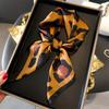 Leopard Print Small Square Scarf Imitation Silk Headscarf Scarf Korean Version Printed Silk Scarf Neck Protection Scarf Professional Lady