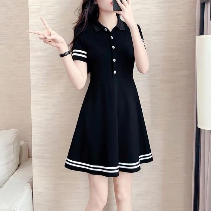 Повседневное платье-футболка средней длины для женщин, Новое летнее платье-поло приталенного кроя и с узкой А-силуэтной юбкой