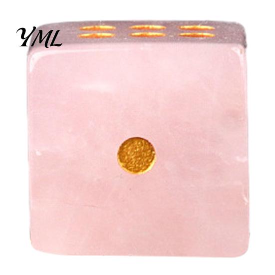 6-Sided Dice Natural Stone with Golden Dots, Mini Healing Faux Semi Precious Crystal Dice, Carved for Tabletop Board Game Dots