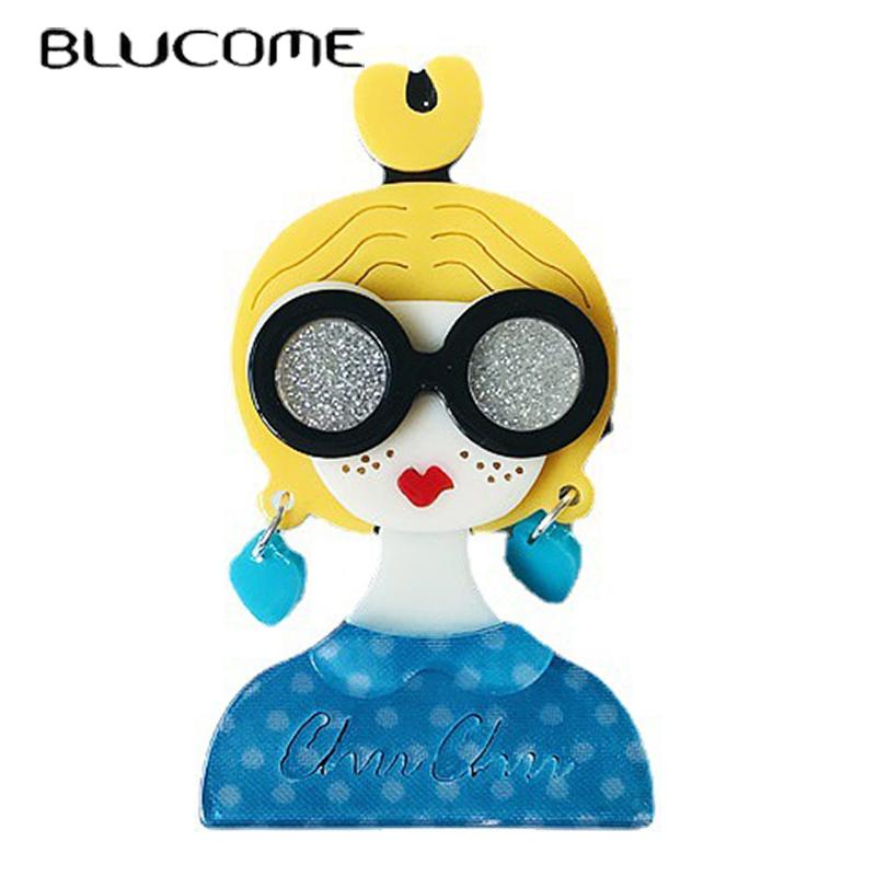 Blucome Акриловые милые очки, брошь для девочек для женщин и мужчин, сумка, костюм, булавки для хиджиаба, подарок на Новый год