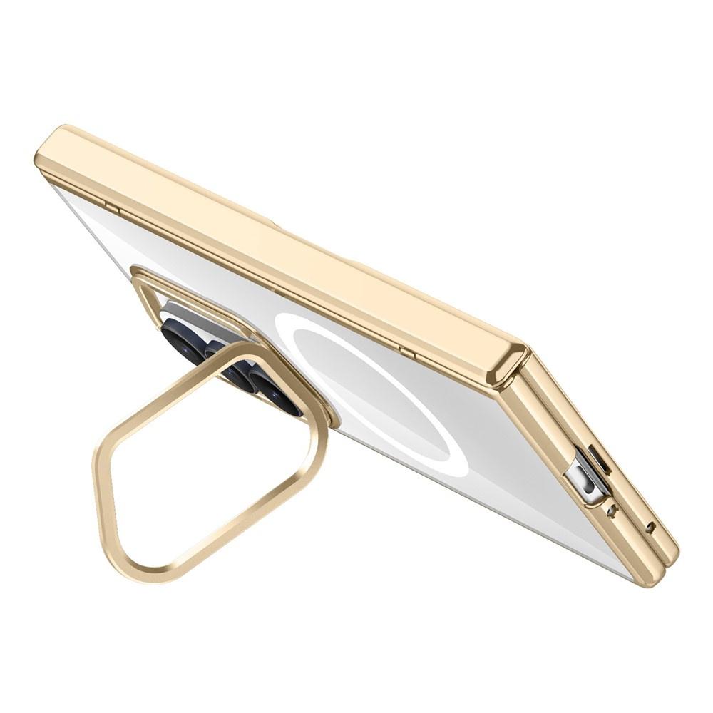 Transparent case for Samsung Galaxy Z Fold 8 Ultra, with stand and glass for external screen, for MagSafe, gold frame