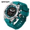 SANDA SD6252 Top Luxury Watches Men Military Army Mens Watch Waterproof Sport Wristwatch Dual Display Watch