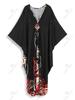 EDOLYNSA Black Women's Kaftan Robe Vacation Beach Wear Fresh dress Swimsuit cover-up Batwing Sleeve Caftan Moo Moo Dress Q1289