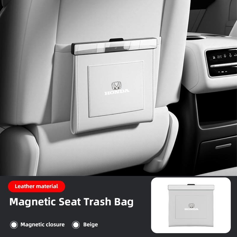 rlbn5 Car Leather Garbage Bag Magnetic Adsorption Seat Back Hanging Storage Bag For Honda Civic FIT CRV Accord Jazz HRV Vezel CRZ CRX