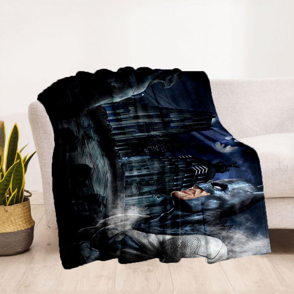 Batman: The Dark Knight Rises Gotham City Night Skyline Poster Blanket Flannel Throw Blanket for Sofa, Bed, Travel, Camping, Office, Couch, Chair