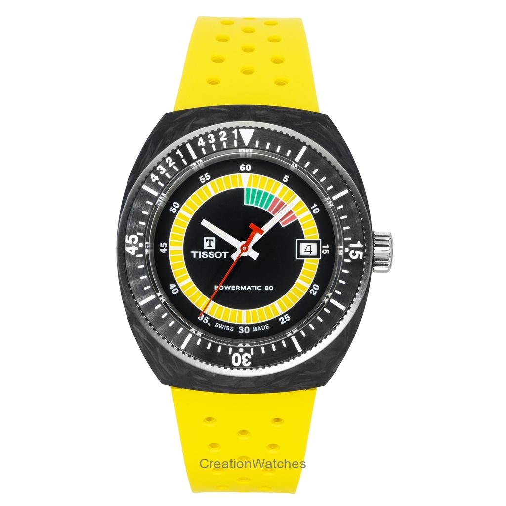 Tissot Sideral S Синтетический ремешок Черный циферблат Автоматические Дайверские T145.407.97.057.00 300М Мужские часы