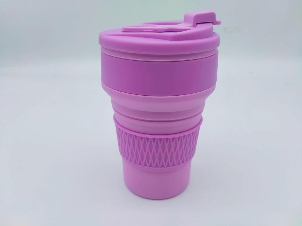 Creative Portable Folding Silicone Coffee Cup with Lid and Custom Logo