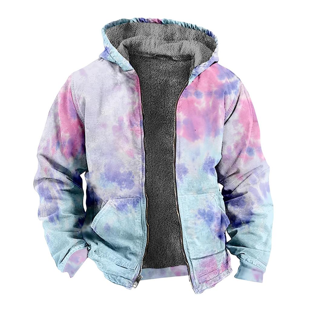 Мужская куртка с принтом тай-дай, мужская весенне-осенняя повседневная трендовая куртка на молнии с капюшоном