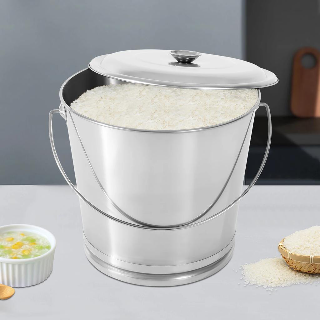 Ведро из нержавеющей стали 20 л с крышкой - Самостоящее, вместимость 5,28 галлона, для хранения, лейка для фермы, молочного хозяйства, пивоварения