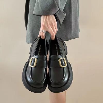 Мокасины в британском стиле на платформе, женские весенние и летние туфли Мэри Джейн с одной педалью, маленькие кожаные туфли, форменные одинарные туфли