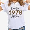 Ladies Crew Neck Leopard White Tops Made In 1970 To 1979 Vintage T Shirts Limited Edition 1978 Leopard Print Shirts for Women