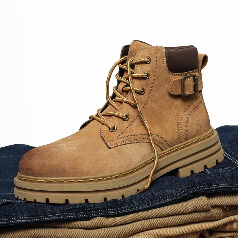 Platform Lace-Up Shoes for Men Casual High Top Boots Sneakers New Arrival Men's Boots Fashion All-match Motorcycle Ankle Boot