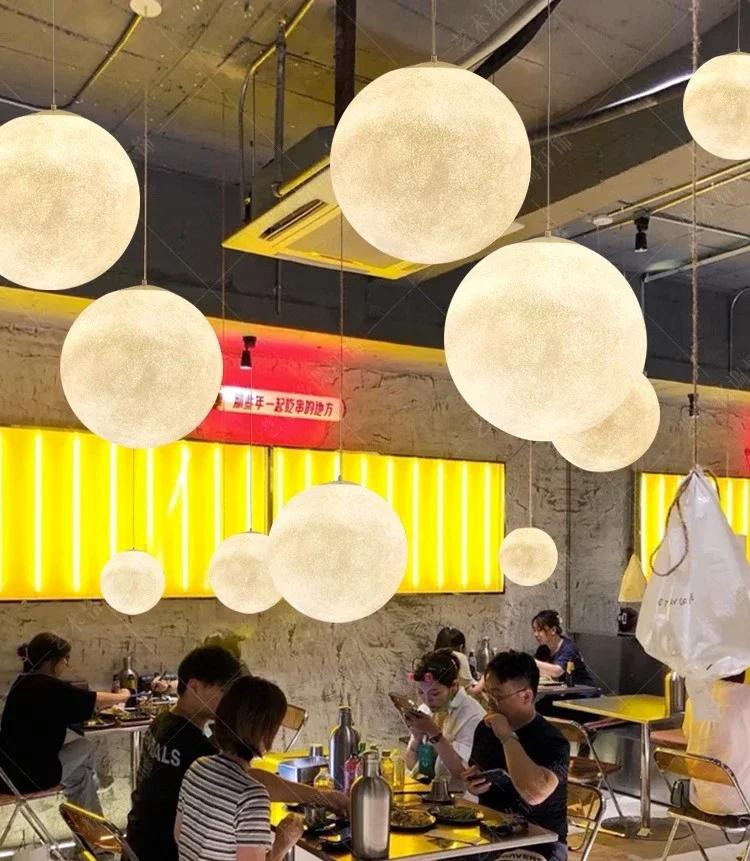 Подвесные светильники Nordic Led Resin 3D Moon для спальни, гостиной, столовой, украшения интерьера, современная подвесная лампа Planet