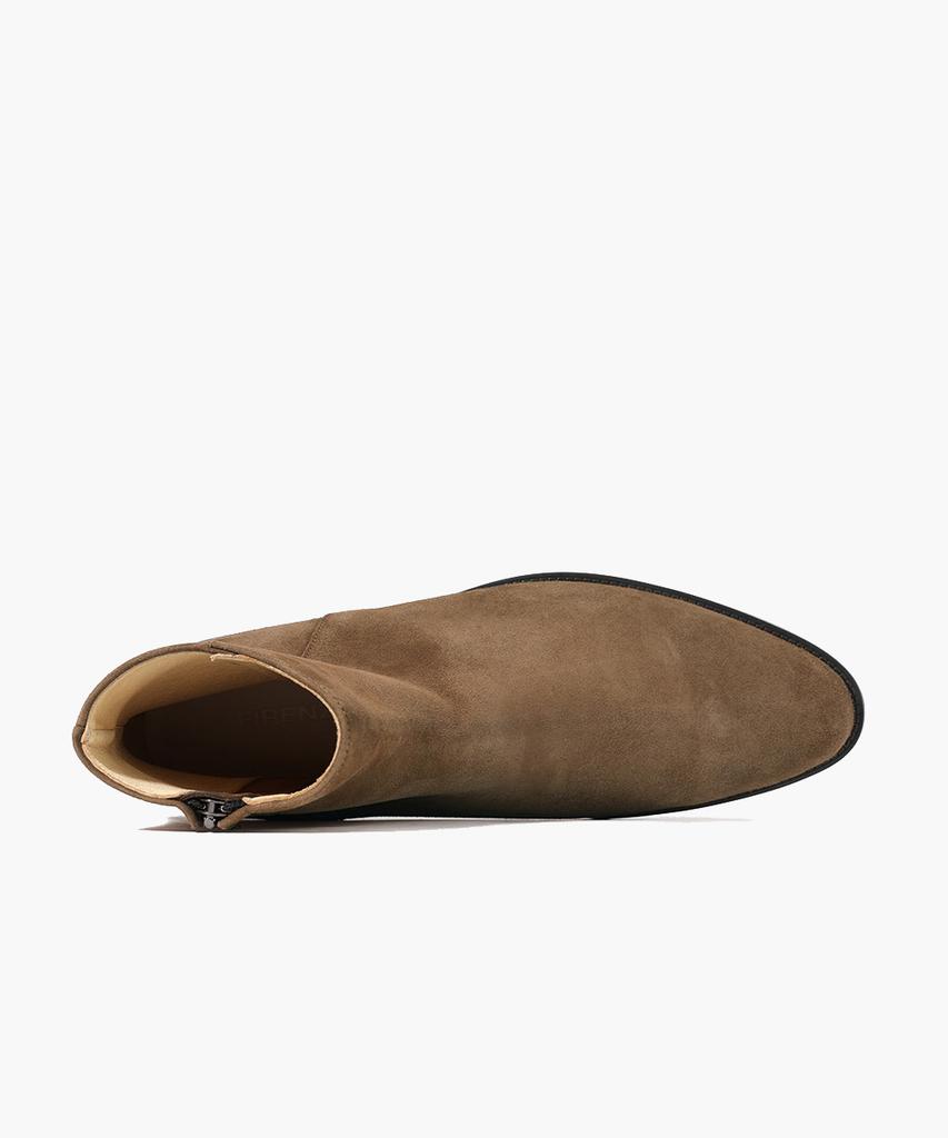 Firenze Atelier Hidden Zipper Detail Slim Toe Suede Zip-Up Boots 3343-Qs [Mid Brown]