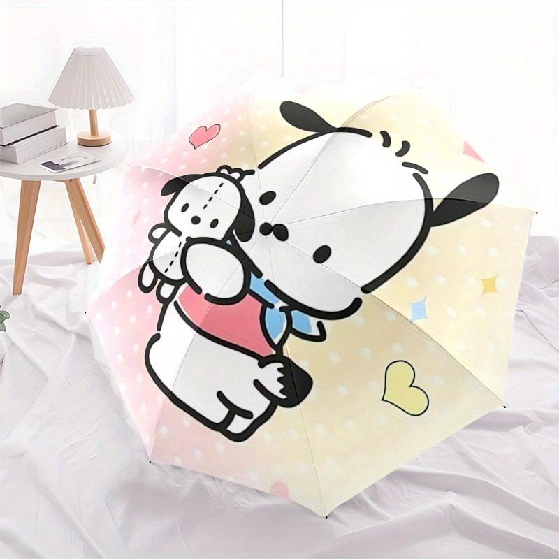 1pc Sanrio Cute Character Pochacco Cartoon Umbrella, Portable 3-Fold Compact Umbrella, Suitable for Camping, Hiking and Travel, Ideal Easter Birthday