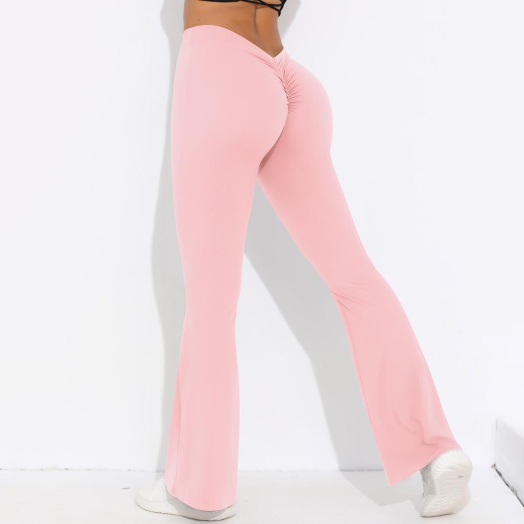 Женские расклешенные штаны для йоги с V-образным вырезом, расклешенные леггинсы с высокой талией, спортивные штаны с утягивающим эффектом