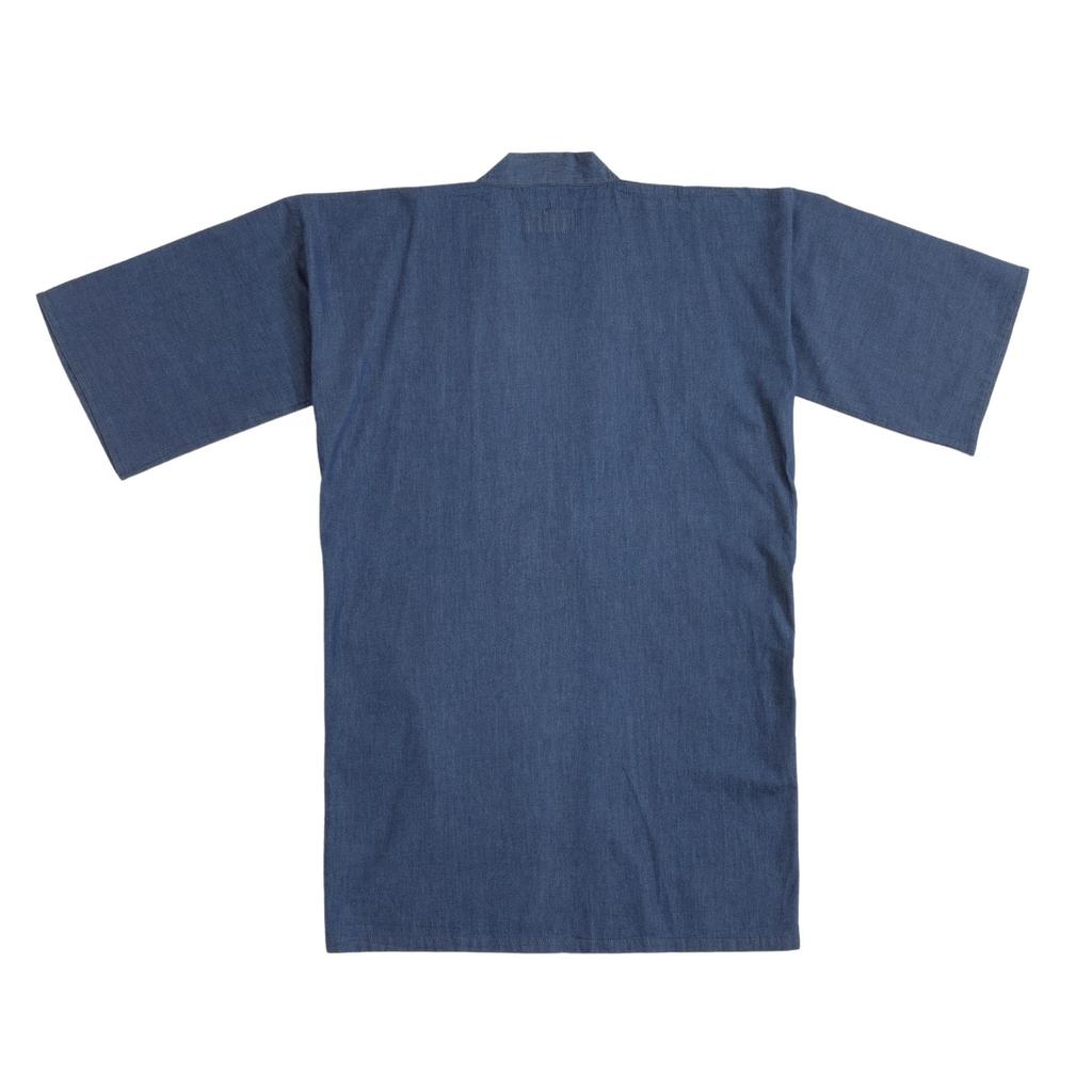 Happy Yarn Dyed Denim Fabric Oz Thin Long Hanten Underwear Happi Cover 3WAY Cotton Plain Navy LL [Edo Ten] 4.5 100% Men's Women's (XL)