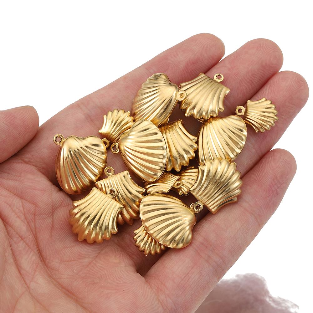 20pcs Stainless Steel Small Shell Charms Gold Plated Pendants for Earrings Jewelry Making DIY Supplies Bulk Wholesale Components