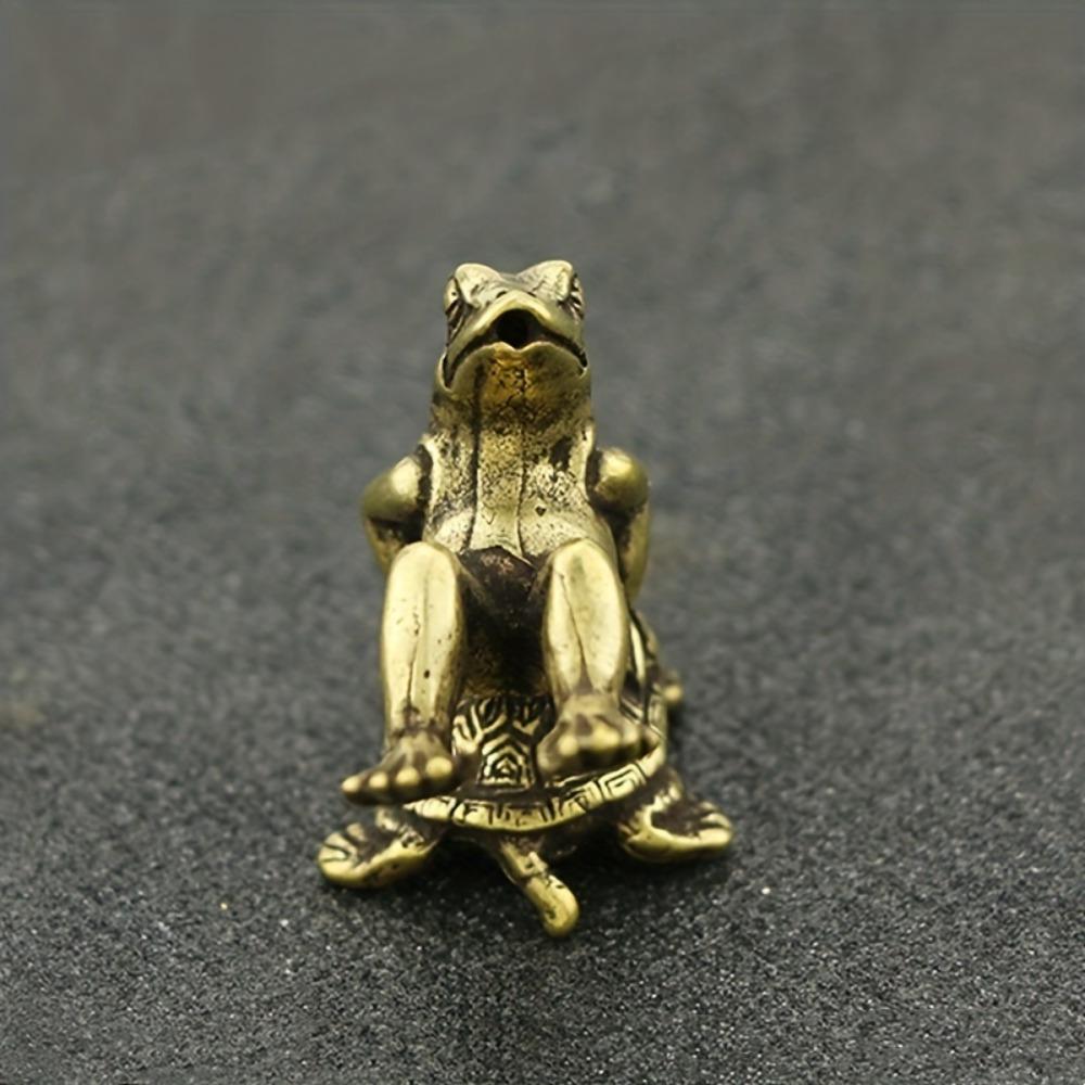 Ретро латунная черепаха лягушка микрорезная чайная коллекция домашних животных украшения для украшения дома комната настольная модель ремесла