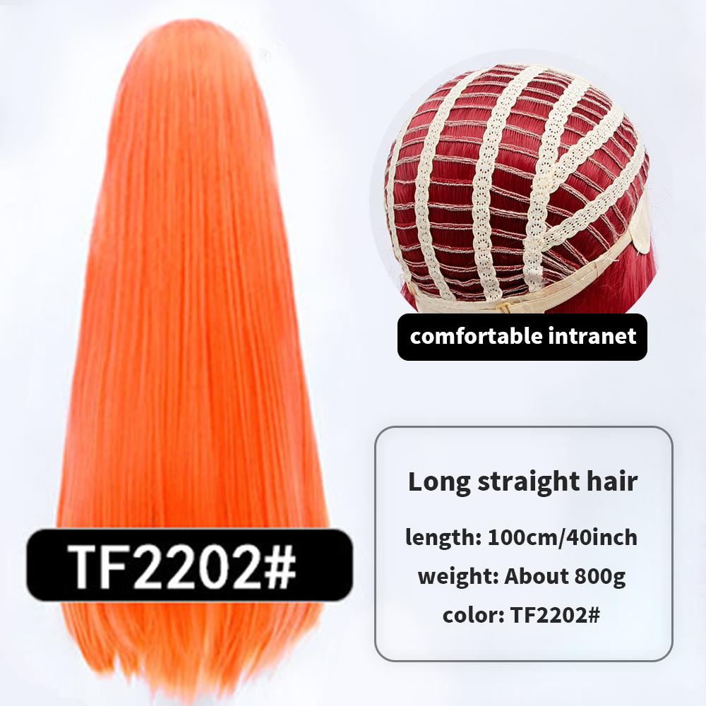 Длинный синтетический парик аниме для косплея 100 см с челкой, светлые, синие, красные, розовые, фиолетовые волосы для вечеринки