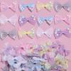 10pcs/lot 3x4cm Candy Color Organza Bows Mesh Lace Bow With Foam Ball For Girls DIY Clothing Headwear Decorative Accessories