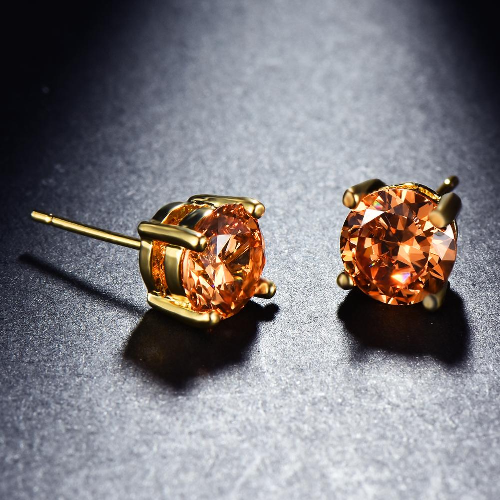 Серьги-гвоздики с камнем, цвета в ассортименте