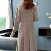 Вязаное платье средней длины Женское однотонное платье-свитер Женское осенне-зимнее платье-пуловер длиной до колена Пуловер