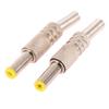 2Pcs 5.5X2.5Mm Dc Power Jack Male Plug Metal Connector Adapter With Yellow Head