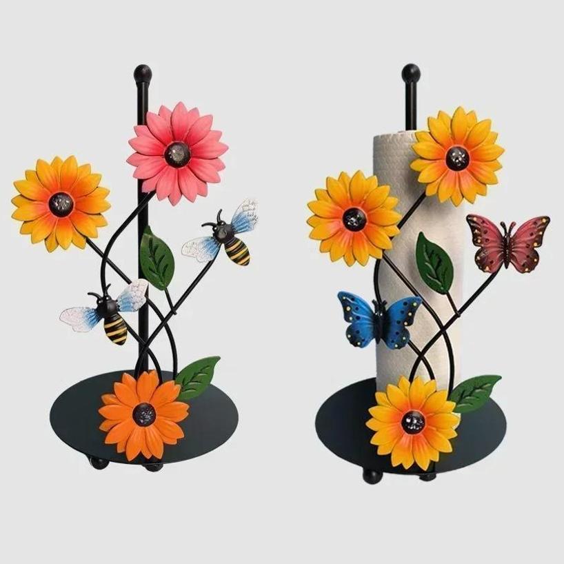 1 Pcs Metal Art Sunflower Paper Towel Holder Kitchen Decorative Accessories Room Living Room Butterfly 3D Paper Towel Holder