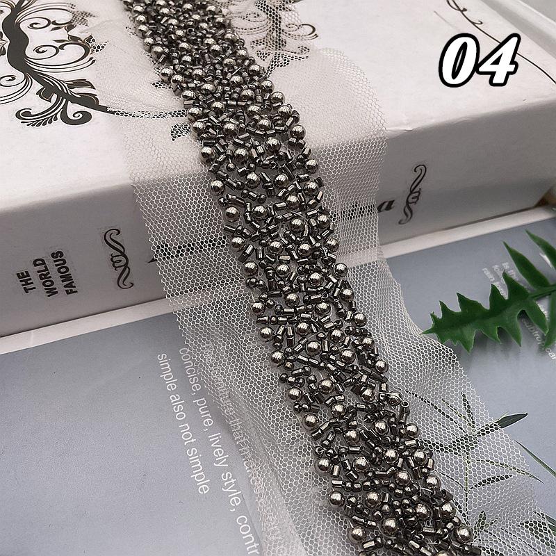 Кружевная лента с бисером Кружевная ткань Отделка бахромой из бисера Вышитая отделка воротника Африканская кружевная ткань Шитье DIY поделки