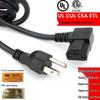 US Standard Three-Core Elbow Power Cord with C13 Connector, 10A/13A/15A, Three-Pin American Extension Cord