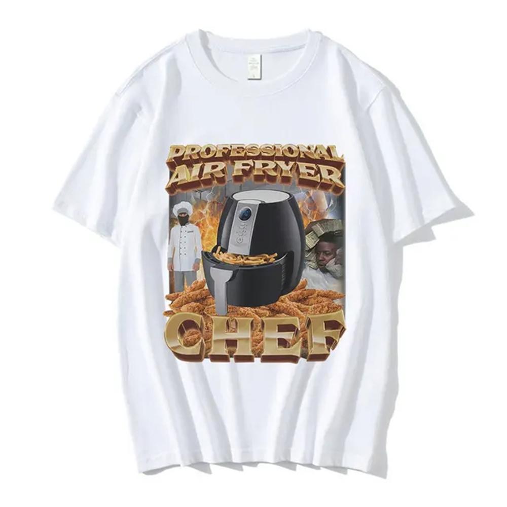 Новое поступление Профессиональная аэрофритюрница Шеф-повар Мем Графическая футболка Мужская Мужская одежда Футболка Homme Мужская футболка Новинка в топах и футболках Футболка