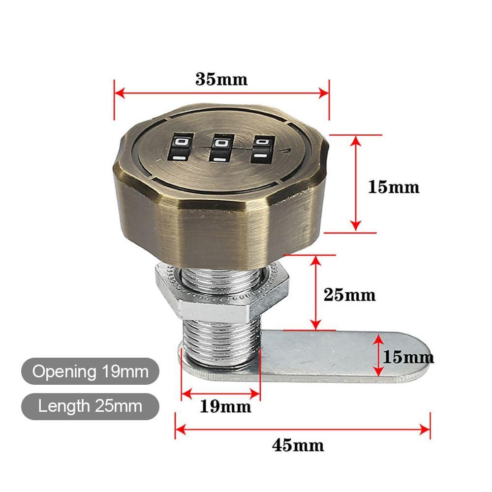 Cabinet Mailbox Zinc Alloy Cupboard Drawer 3 Digital Code Combination Lock Password Locker