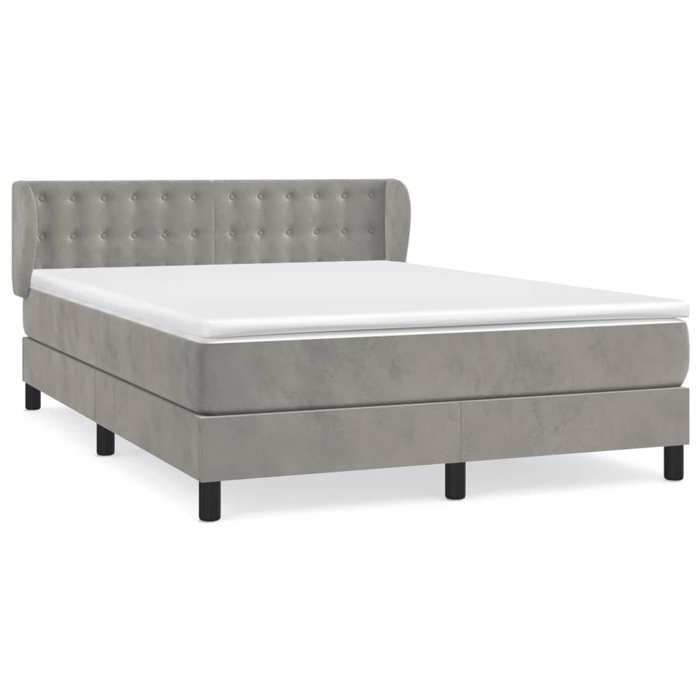 Maison Exclusive - Sommier à lattes de lit et matelas Gris clair 140x200cm Velours