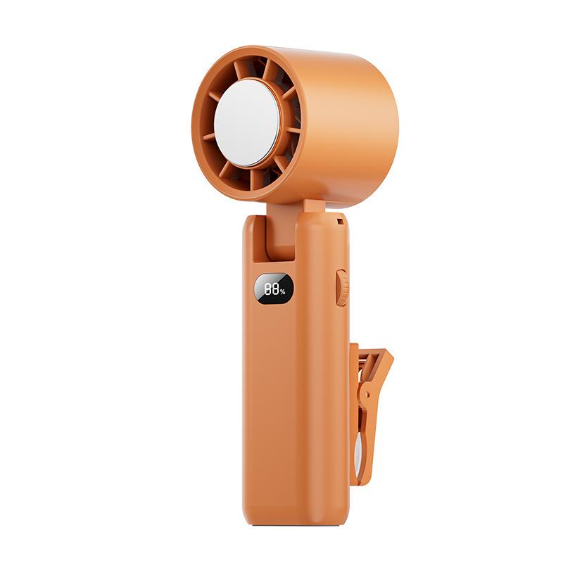 Portable USB Rechargeable Clip-On Fan with Digital Display and High Wind Power, Includes Handheld Cooling Ice Pack