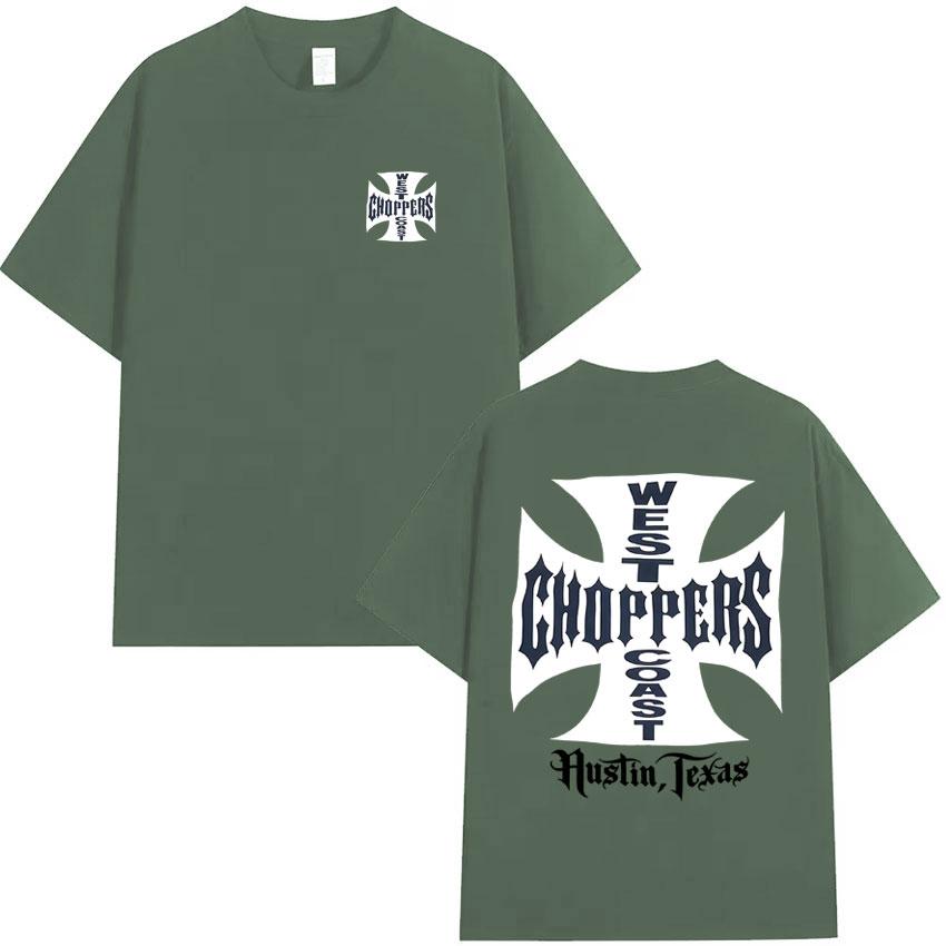 West Coast Choppers Поп-графика Футболка Летняя Высококачественная Футболка Мужская Хлопок Повседневная С коротким рукавом Круглый вырез Y2K Футболка Уличная одежда