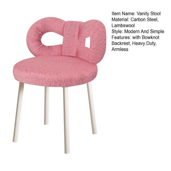 Туалетный столик со спинкой с бантом для гостиной, для женщин и девочек, для спальни, для макияжа, регулируемые подушечки для ног, безрукий туалетный стул, сиденье для бокового столика