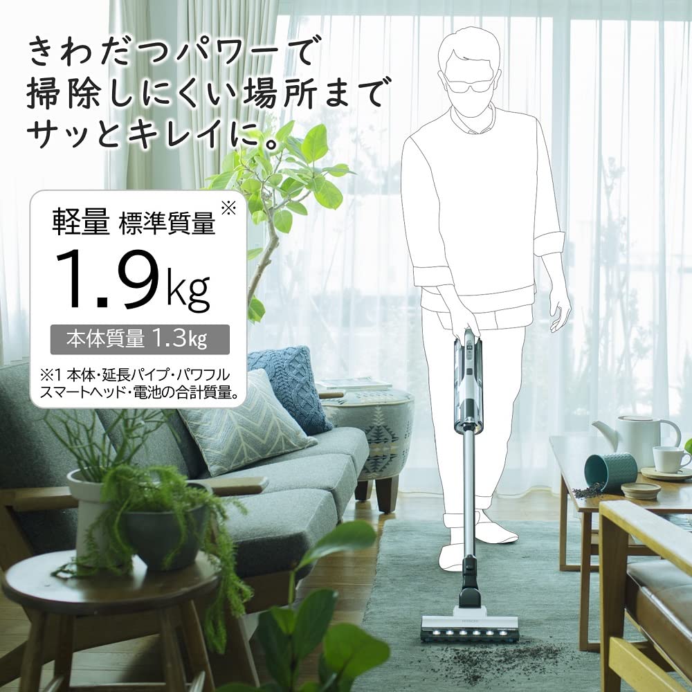 Пылесос Hitachi Power Boost Cyclone Cordless Stick Cleaner W Белый Сделано в Японии Сильная мощность Легкий PV-BH500A1 Самоходный