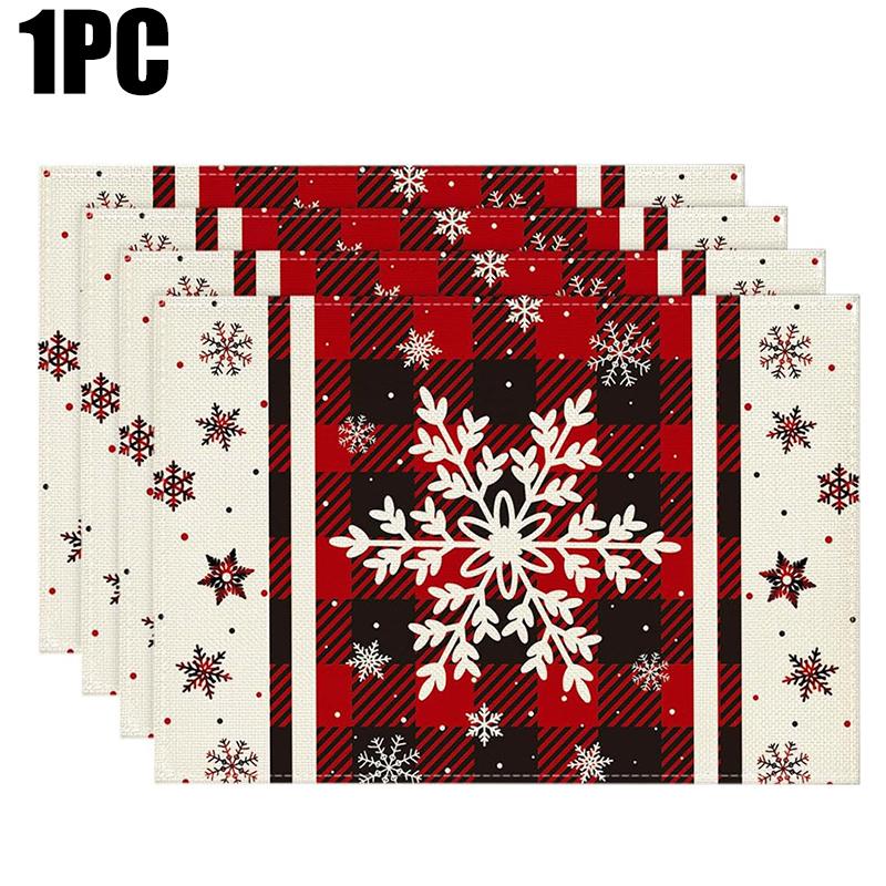 1PC Rectangular Festive Christmas Placemats Modern Home Use Table Mats Holiday Red Kitchen Printed Party Linen Dining 3 Styles