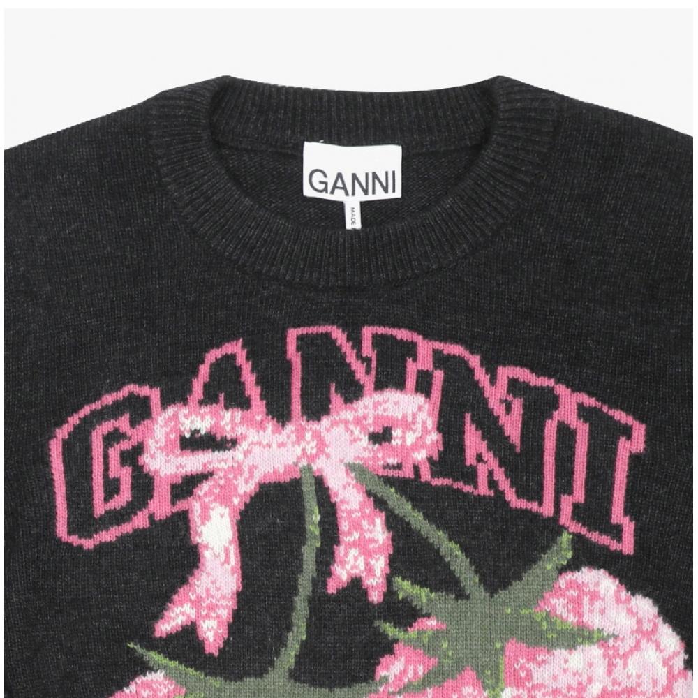 Ganni Women S raSpberry Logo Knit A1070276 252