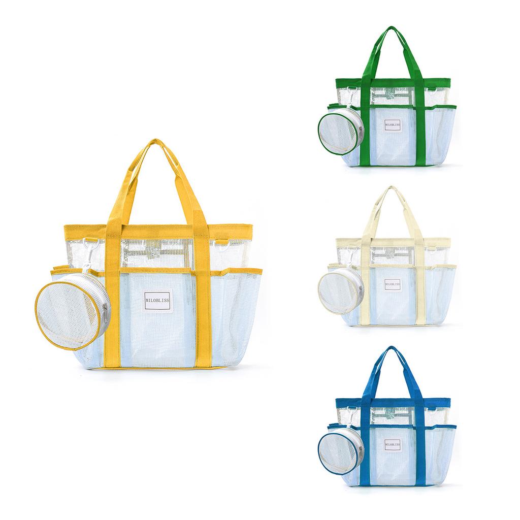 Feihong Contrast Color Beach Tote Lightweight Waterproof Large Capacity Multipurpose Portable Storage Bag