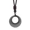 Natural Moon Ring Pendant Silver Black Hematite Bamboo Sporty Long Distance Relationship Couple Necklace Natural Stone Original