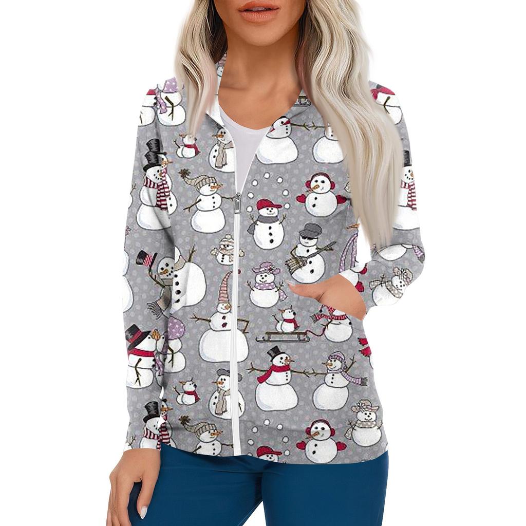 Women Long Sleeve Pattern Pocket Working Stand-up Collar Single-breasted Protective Overalls Cardigan Jacket Top