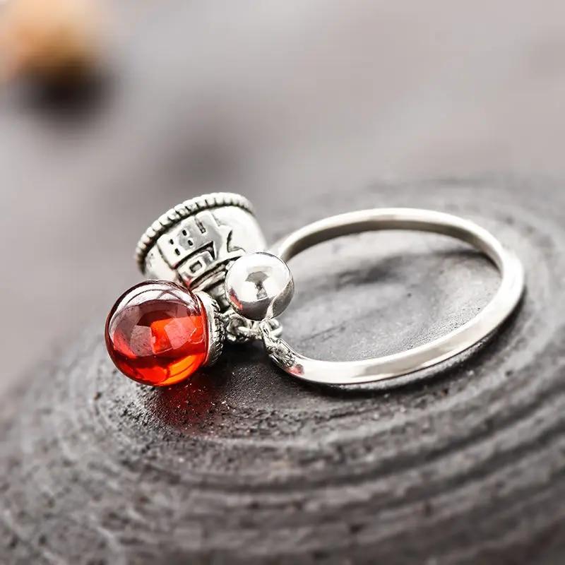 Японский и корейский модный новый серебряный ретро Lucky Cat Bell Открытие регулируемое кольцо женский подарок на указательный палец