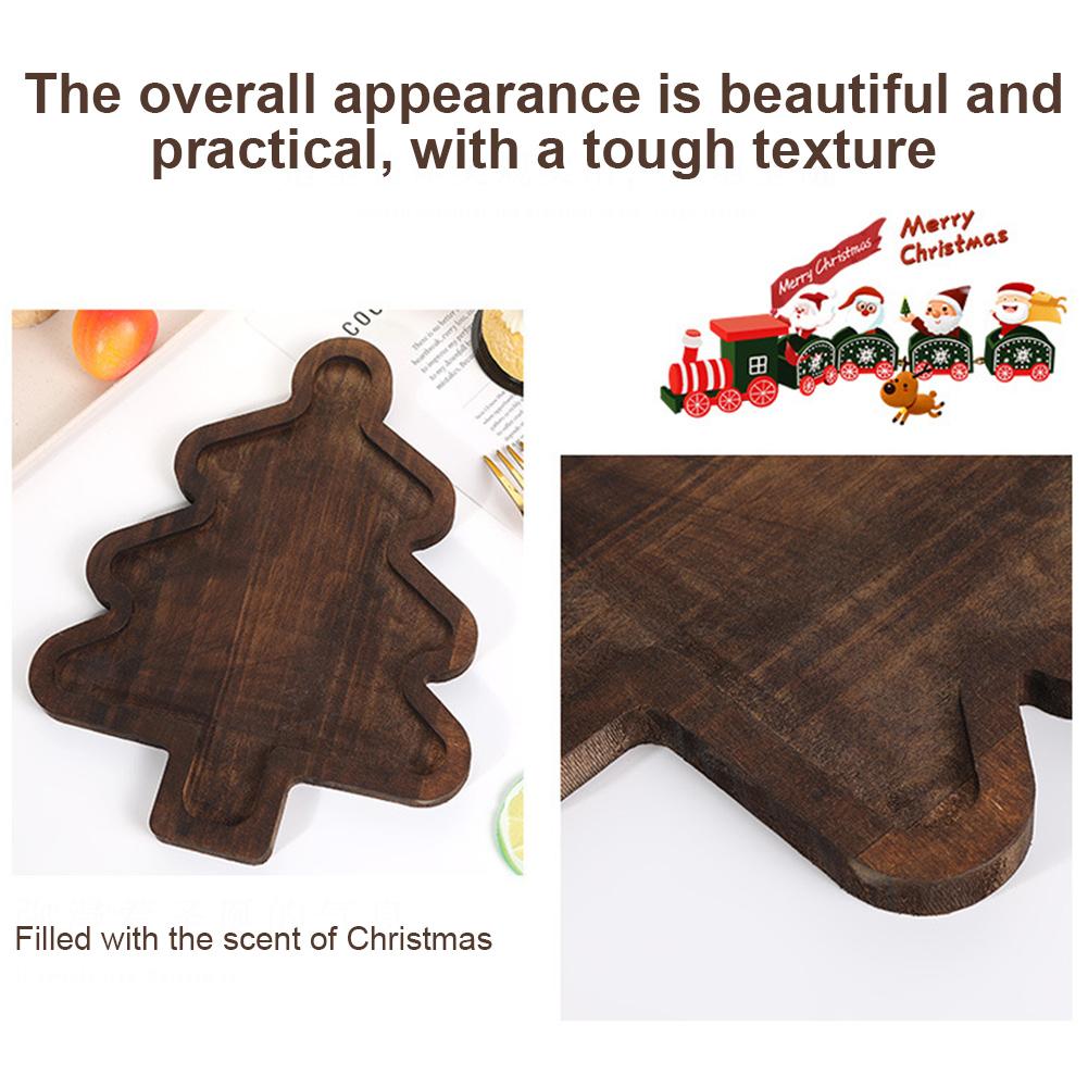 Christmas Tree Tray Cute Home Wooden Fruit Dinner Plate Cake Dessert Plate for Entertaining, Breakfast, Coffee Table, Home Decor