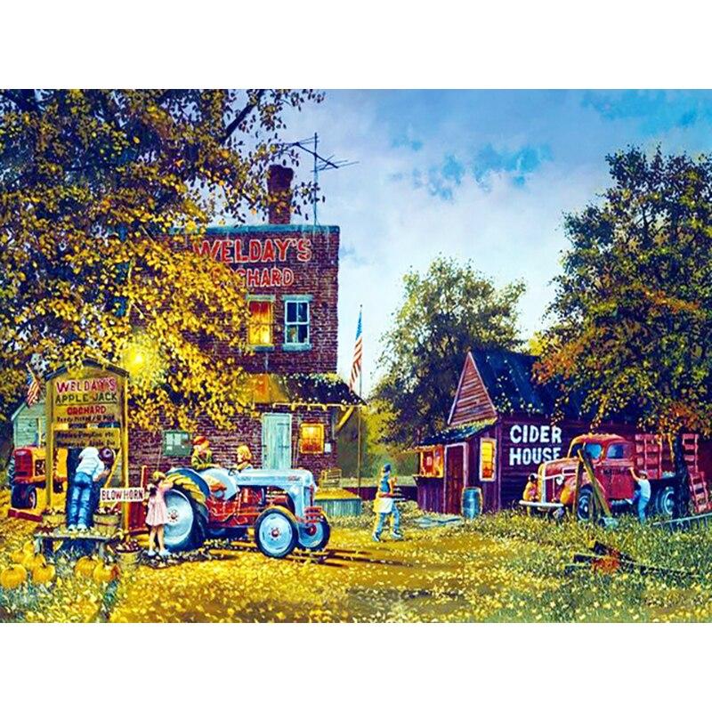 Новый 5D DIY алмазная живопись пейзаж Алмазная вышивка деревня вышивка крестом полная круглая дрель домашний декор ручной художественный подарок